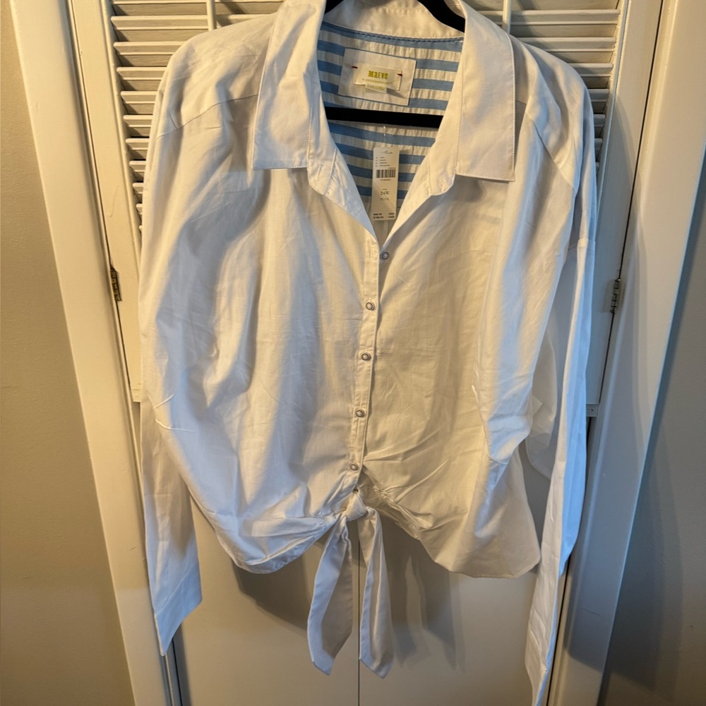 Anthropologie White and Blue Striped Shirt